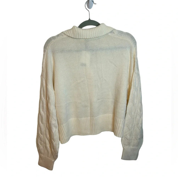 NWT H&M Divided Cream Cable Knit Collared Cardigan - Picture 2 of 4